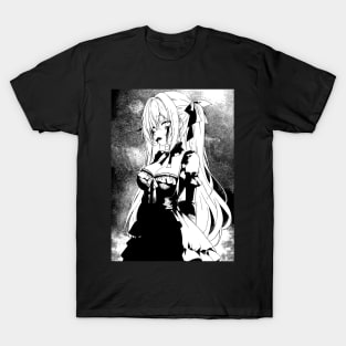 Black and White Vampire Girl Manga Art T-Shirt